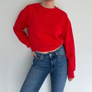 Wild Fable Cropped Sweatshirt Red Cotton Blend Size M
